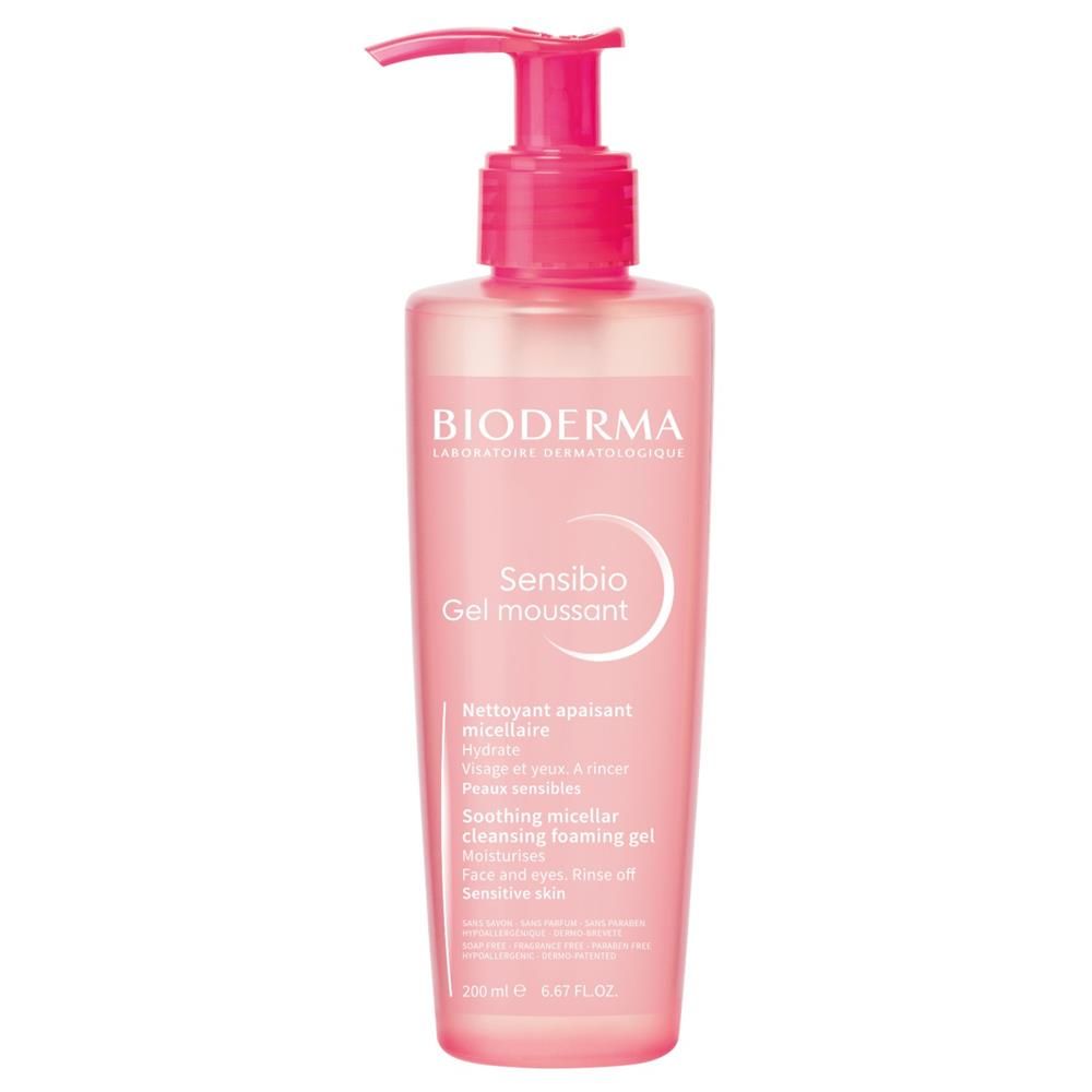 Bioderma Sensibio Moussant Gel Cleanser for Sensitive Skin, 2x200ml (Pink) - Makkah Pharmacy