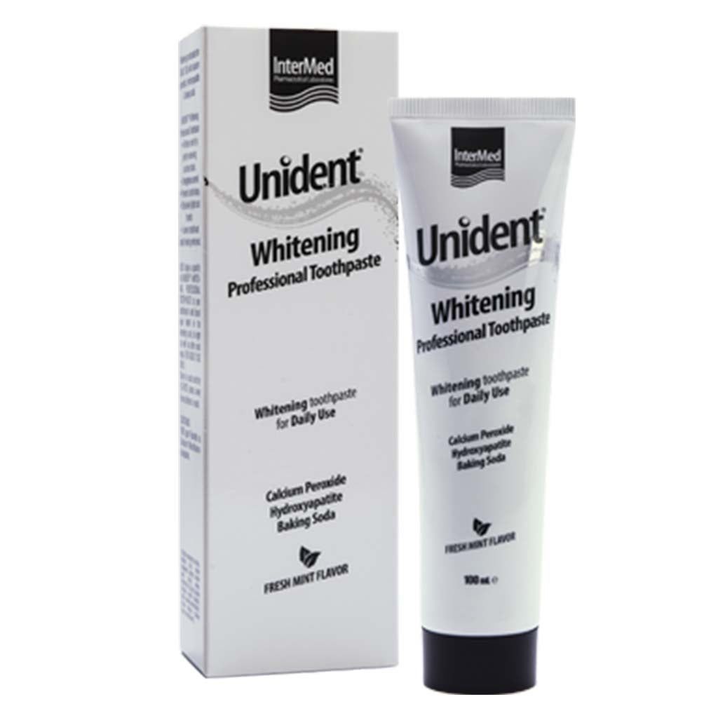 Unident Professional Whitening Toothpaste Fresh Mint Flavor with Calcium Peroxide, Hydroxyapatite & Baking Soda, 100ml - Makkah Pharmacy