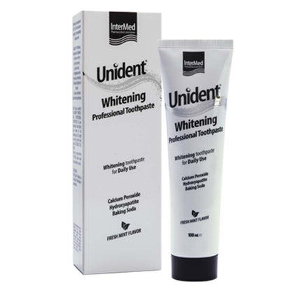 Unident Professional Whitening Toothpaste Fresh Mint Flavor with Calcium Peroxide, Hydroxyapatite & Baking Soda, 100ml - Makkah Pharmacy
