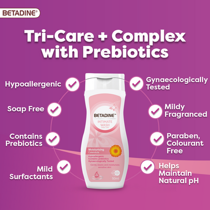 Betadine Moisturizing Liquid Intimate Wash with Calendula Extract, 50ml - Makkah Pharmacy