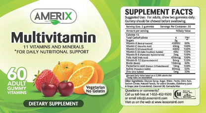 Amerix Multivitamin & Mineral Gummy Supplements Fruit Flavor, 60 Pieces - Makkah Pharmacy
