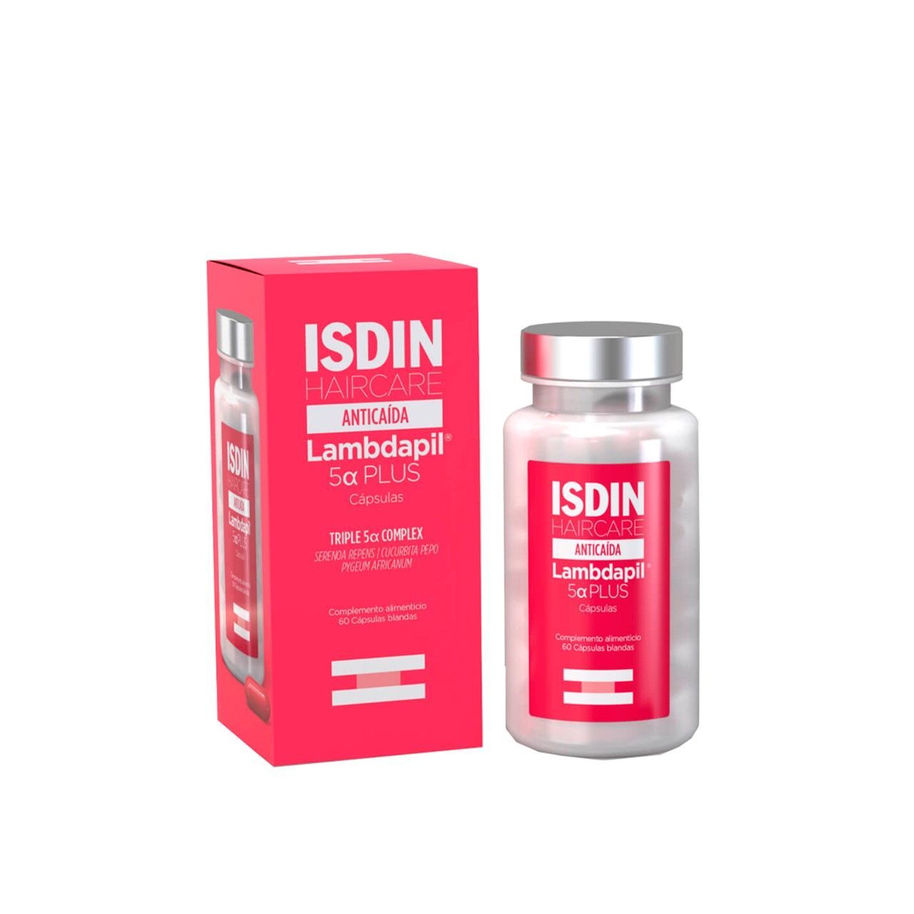 Isdin Lambdapil 5Alpha Plus Anti-Hair Fall Supplement with Saw Palmetto, Field Pumpkin & African Pygeum, 60 Capsules - Makkah Pharmacy