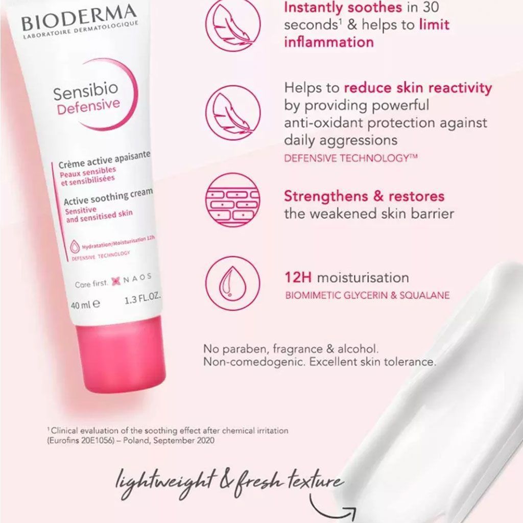 Bioderma Sensibio Defensive Moisturizing, Hydrating & Soothing Body Cream for Sensitive Skin, 40ml - Makkah Pharmacy