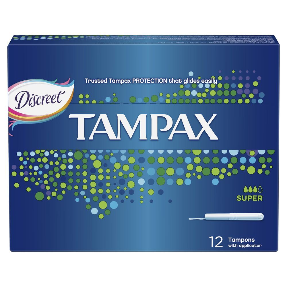 Tampax Super Tampons with Applicator, 12 Pieces - Makkah Pharmacy