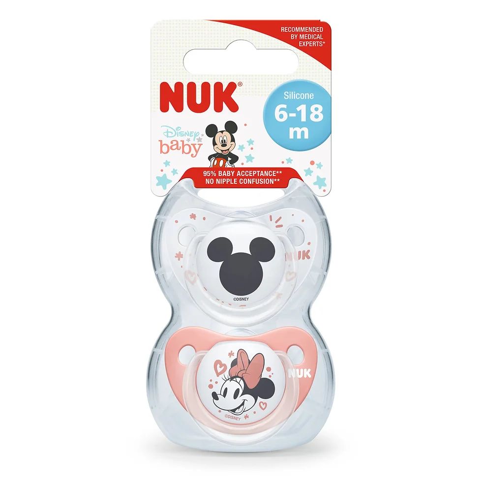 Nuk Disney Smoother Silicon 6-18 Months Nipple, 2 Pieces - Makkah Pharmacy
