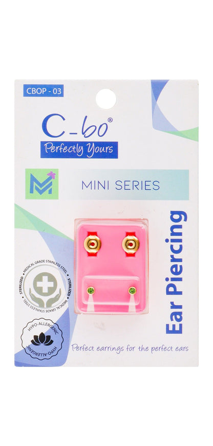 C-bo Mini Series Hypoallergenic Sterile Green Zirconia Stainless Steel Stud Earrings, 1 Pair - Makkah Pharmacy