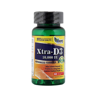 AMS 10,000 IU Bones & Immune Health Vitamin D3 Supplement, 60 softgels - Makkah Pharmacy
