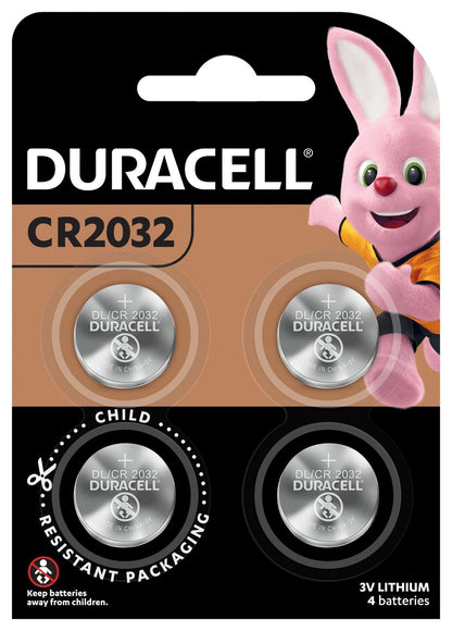 Duracell 3V Lithium CR2032 Batteries, 4 Pieces