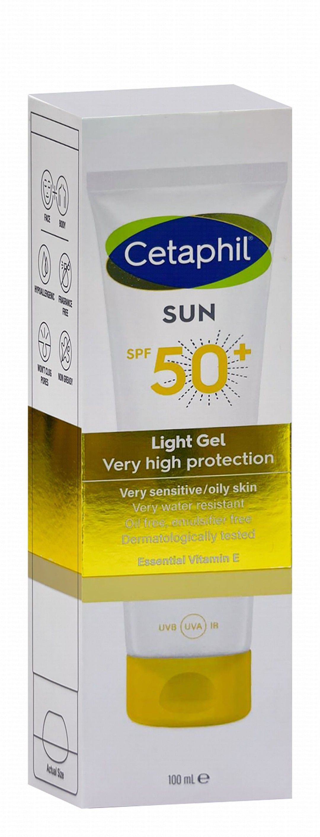 Cetaphil Hypoallergenic Non-Greasy Light Sunscreen for Sensitive & Oily Skin SPF50+, 100ml - Makkah Pharmacy