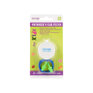 Ezycare Plus Green Swimmers Earplugs with Case for Kids, 1 Pair