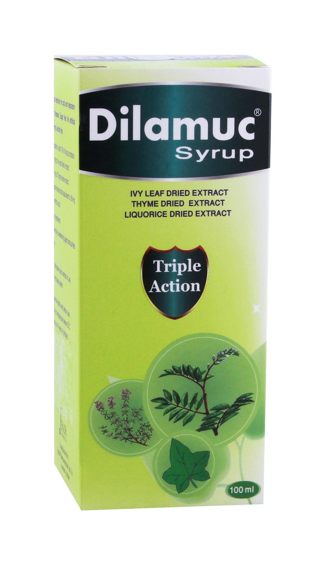 Dilamuc Syrup with Herbal Extracts for Cold Relief, 100ml - Makkah Pharmacy