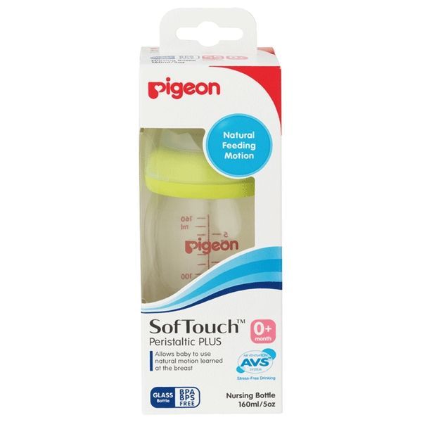 Pigeon Softouch Wide Neck Peristaltic Glass Bottle, 160ml - Makkah Pharmacy