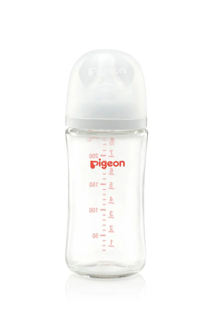 Pigeon SofTouch White 240ml Anti-Colic Medium Flow Glass Nursing Bottle (3+ Months), 1 Piece - Makkah Pharmacy