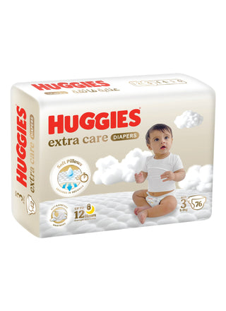 Huggies Extra Care Baby Diapers Size 3 (4-9kg), 76 Pieces