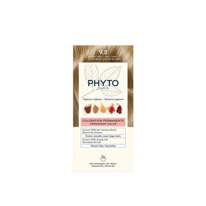 Phyto Paris Permanent Hair Color with Botanical Pigments Very Light Beige Blonde 9.8, 1 Pack - Makkah Pharmacy