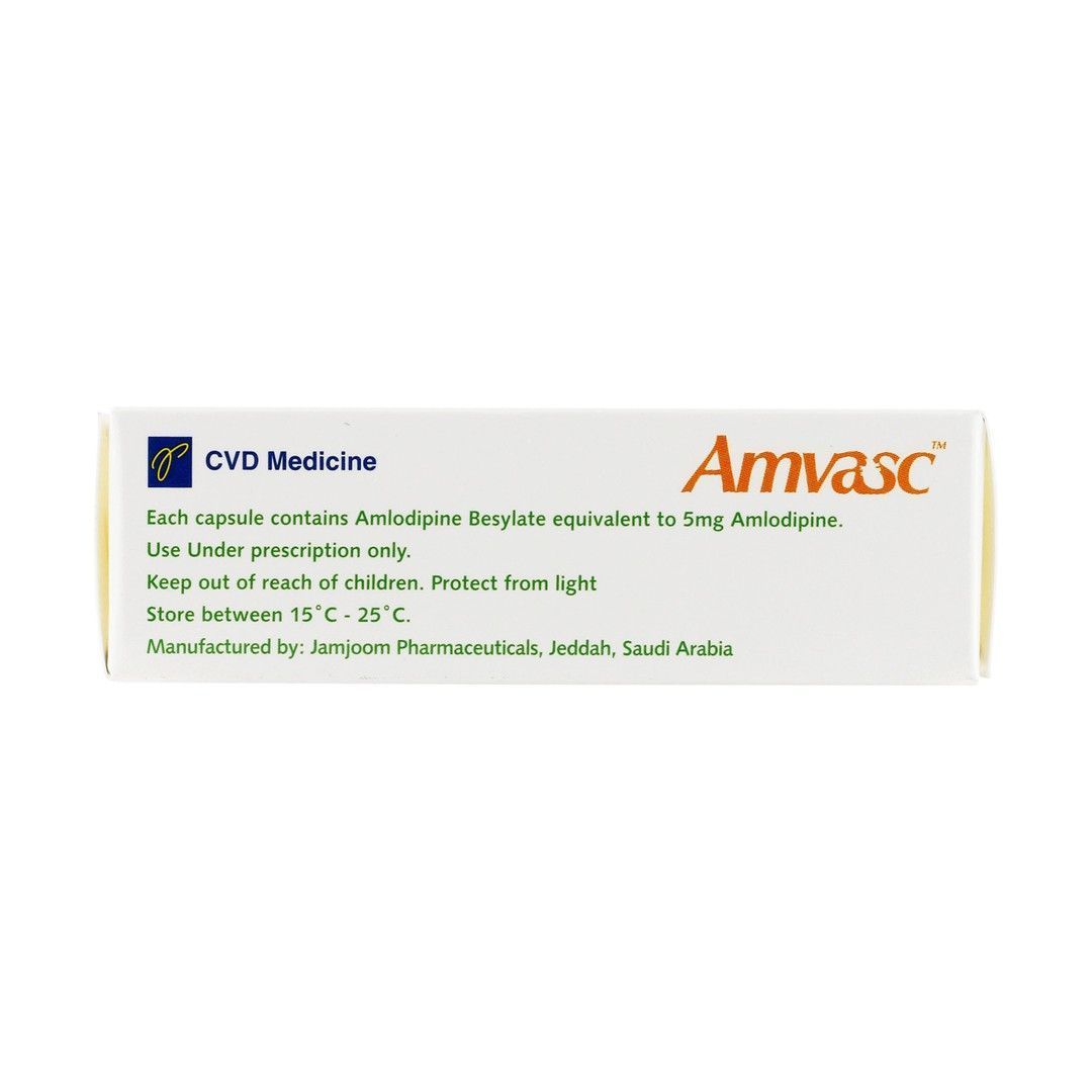 Amvasc 5mg Amlodipine Besylate, 30 Capsules
