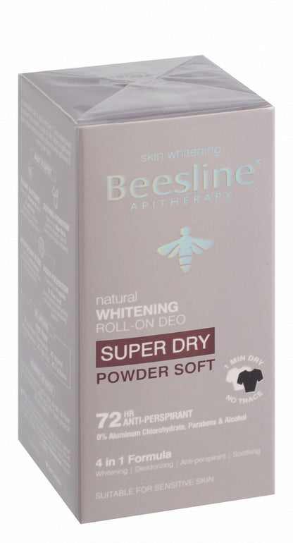 Beesline Apitherapy Super Dry Powder Soft Whitening Aluminum Free Roll-On Deodorant, 50ml - Makkah Pharmacy
