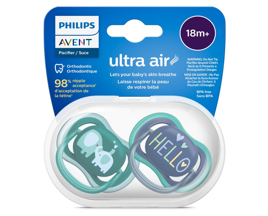 Philips Avent Boy Ultra Air Pacifier for 18+ Months, 2 Pieces - Makkah Pharmacy