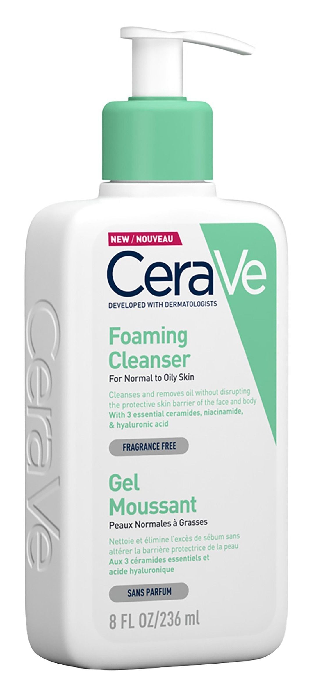 CeraVe Hypoallergenic Foaming Facial Gel Cleanser with Ceramides & Hyaluronic Acid for Normal to Oily Skin, 236ml - Makkah Pharmacy