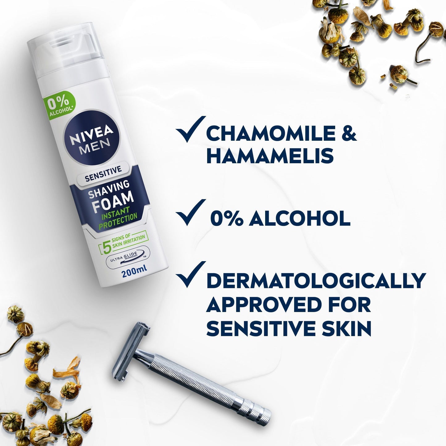 Nivea Men Shaving Foam for Sensitive Skin, 200ml - Makkah Pharmacy