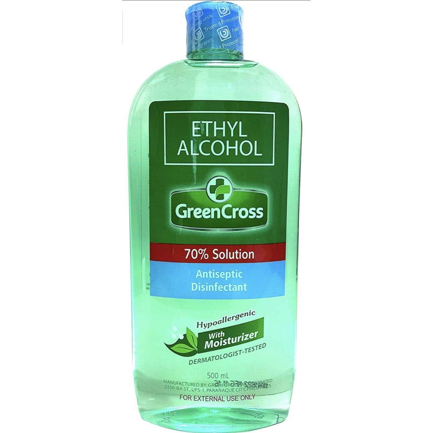 Green Cross Ethyl Alcohol Antiseptic Disinfectant - 70% Solution 500ml - Makkah Pharmacy