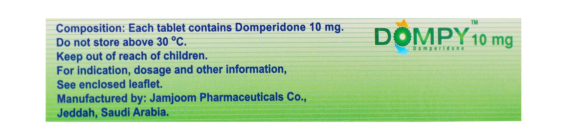 Dompy 10mg Domperidone, 30 Tablets