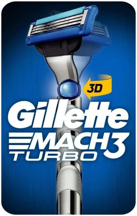 Gillette Mach3 Turbo Mens Razor Handle And 1 Mach 3 Turbo Blade Refill, 1 Count,29894