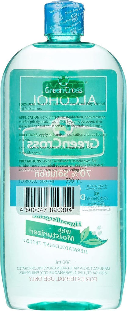 Green Cross Ethyl Alcohol Antiseptic Disinfectant - 70% Solution 500ml - Makkah Pharmacy