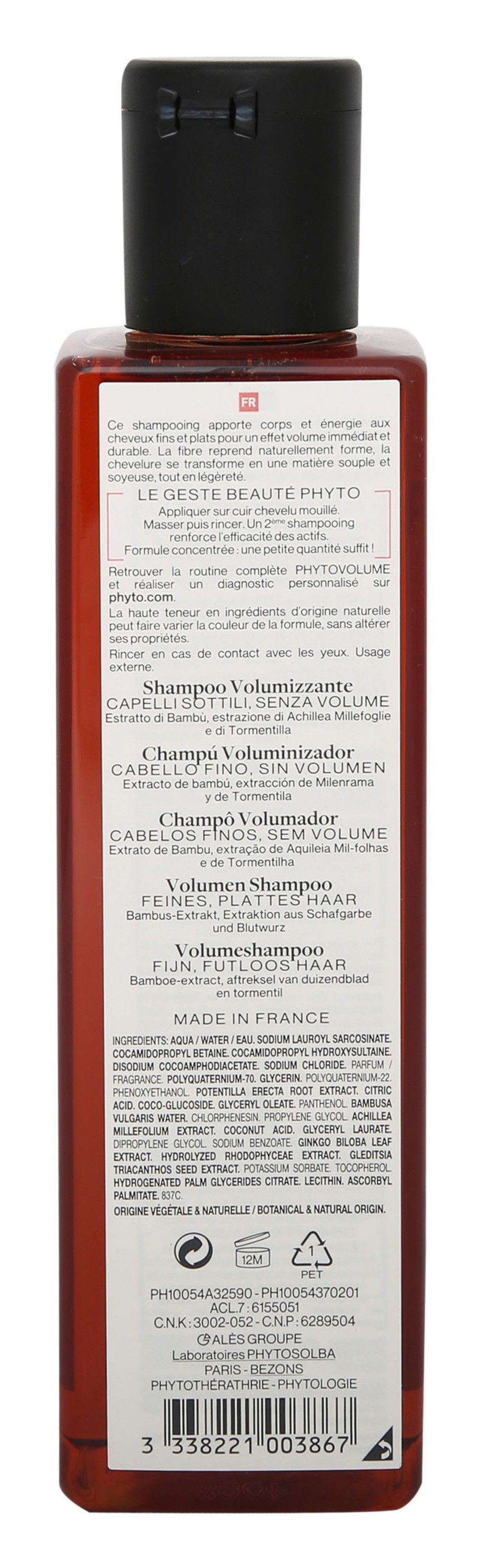 Phyto Paris Volumizing Shampoo with Bamboo, Yarrow & Tormentil Extraction for Fine & Flat Hair, 250ml