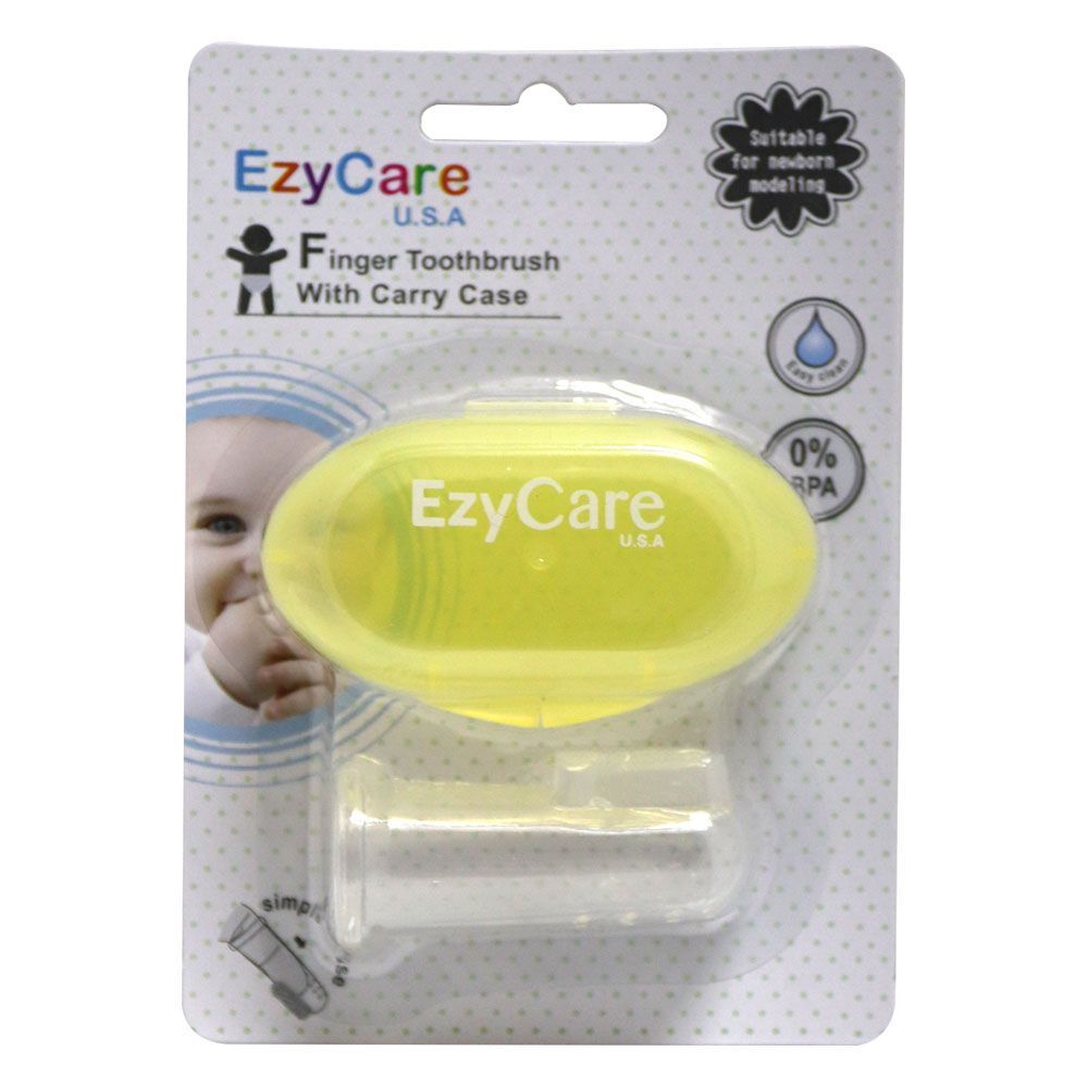 Ezycare Finger Toothbrush with Blue Carry Case for Babies, 1 Pack