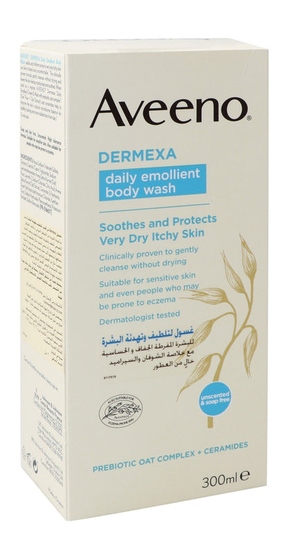 Aveeno Dermexa Daily Emollient Body Wash for Very Dry, Sensitive & Eczema Prone Skin, 300ml - Makkah Pharmacy