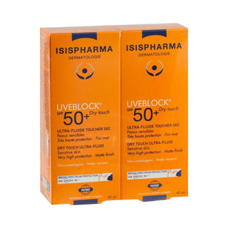 Isispharma Uveblock Water-Resistant Dry Touch Ultra-Fluid Facial Sunscreen for Sensitive Skin SPF50+, 2x40ml - Makkah Pharmacy