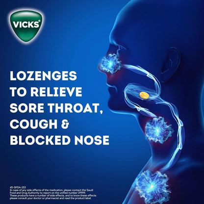 Vicks VapoDrops Orange Menthol Lozenges Soothes & Relieves Sore Throat, 16 Pieces - Makkah Pharmacy