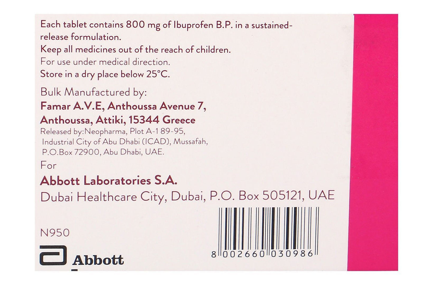 Brufen Retard 800mg Ibuprofen BP, 20 Tablets