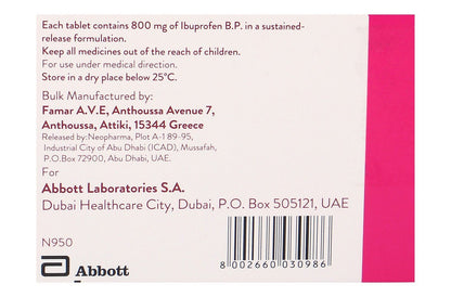 Brufen Retard 800mg Ibuprofen BP, 20 Tablets