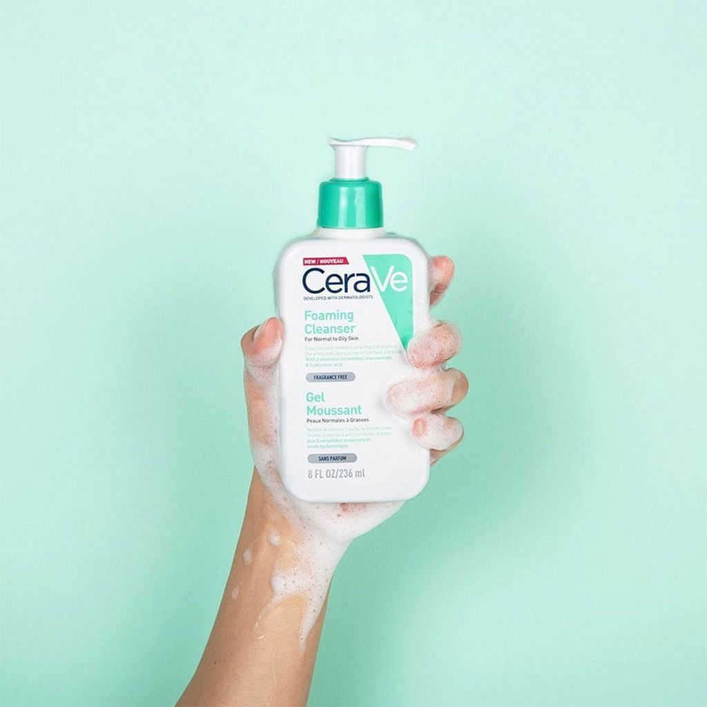 CeraVe Hypoallergenic Foaming Facial Gel Cleanser with Ceramides & Hyaluronic Acid for Normal to Oily Skin, 236ml - Makkah Pharmacy