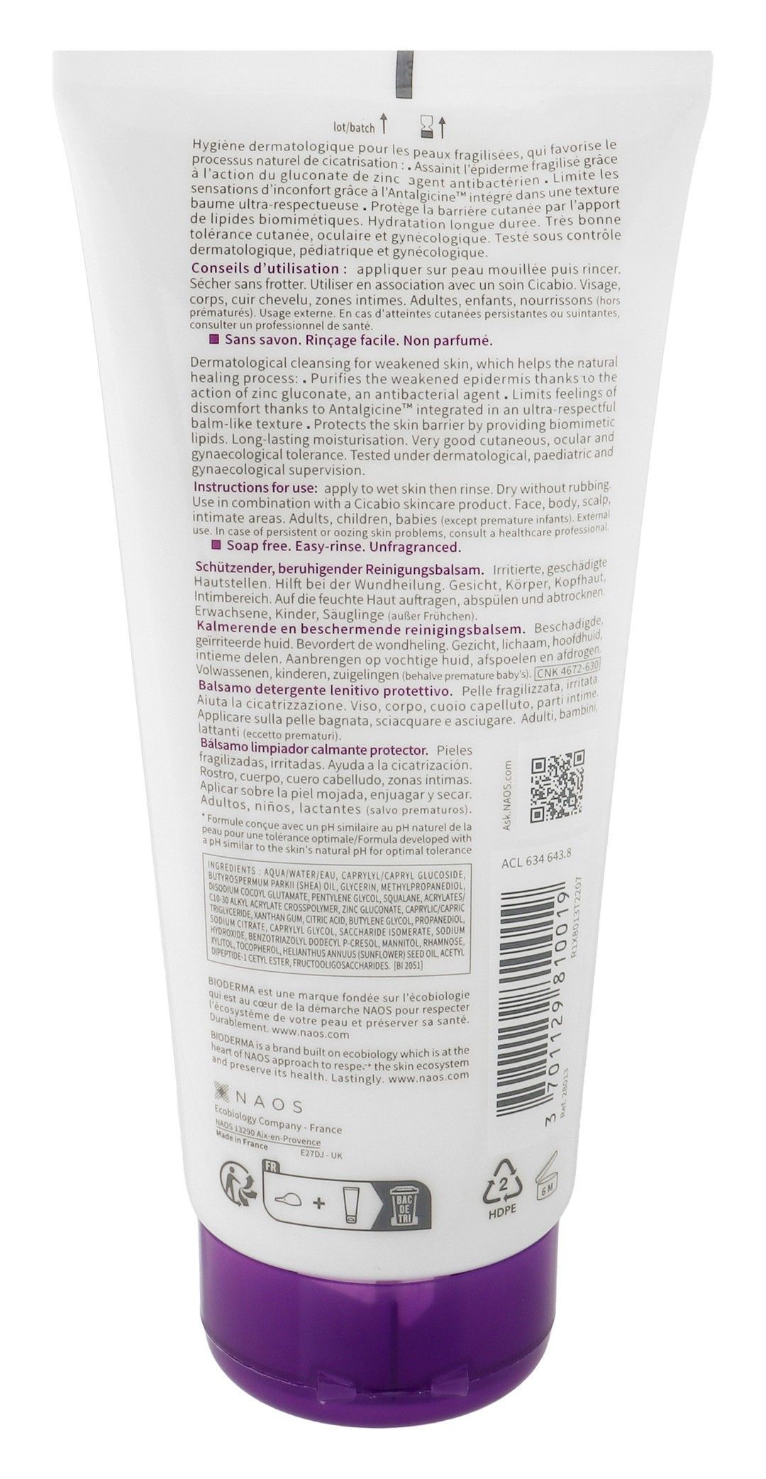 Bioderma Cicabio Soothing, Protecting & Cleansing Face & Body Balm for Weakened, Irritated Skin & Intimate Areas, 200ml - Makkah Pharmacy