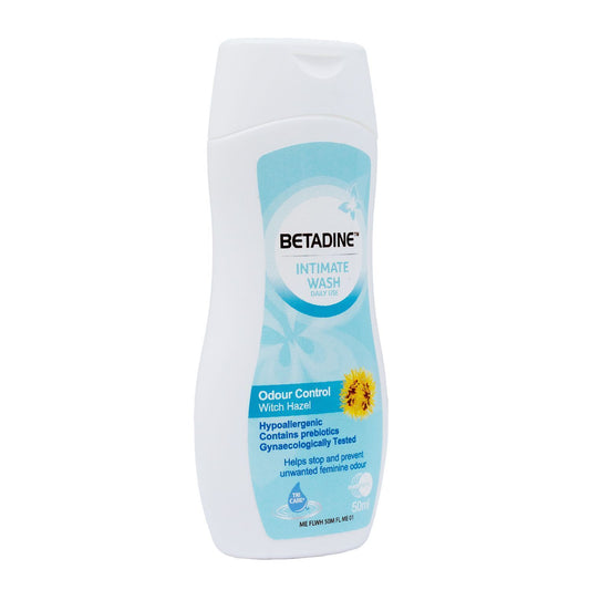 Betadine Odor Control Intimate Wash Liquid with Witch Hazel Extract for Women, 50ml - Makkah Pharmacy