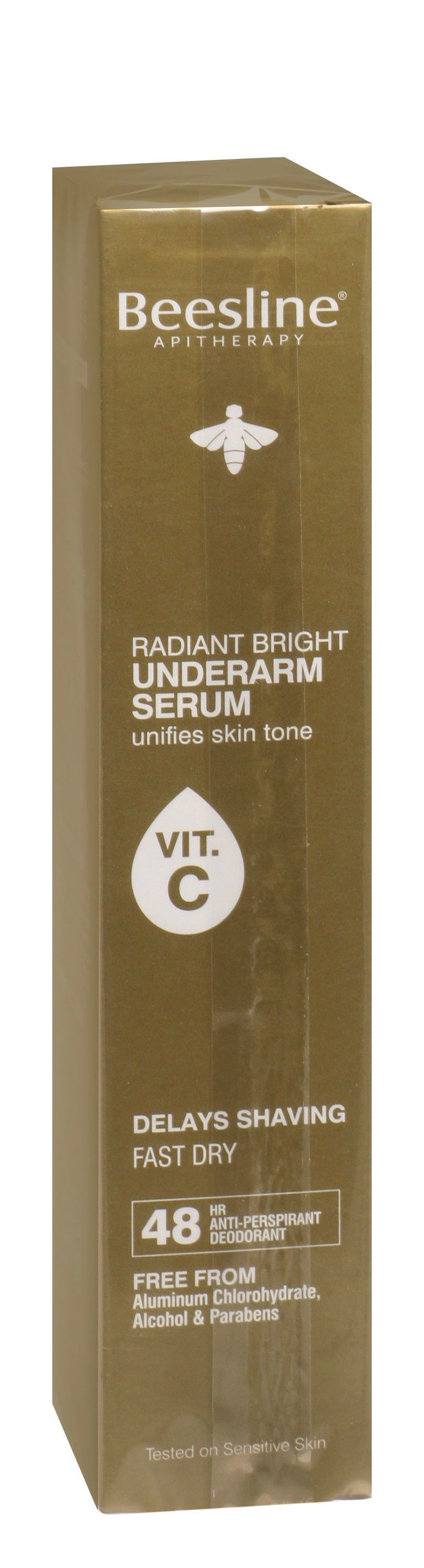 Beesline Delays Shaving Radiant Bright 48H Antiperspirant Underarm Serum Deodorant Spray with Vitamin C for Sensitive Skin, 150ml - Makkah Pharmacy