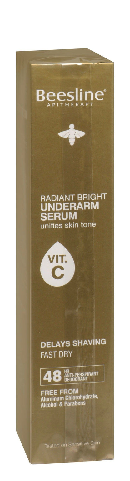 Beesline Delays Shaving Radiant Bright 48H Antiperspirant Underarm Serum Deodorant Spray with Vitamin C for Sensitive Skin, 150ml - Makkah Pharmacy