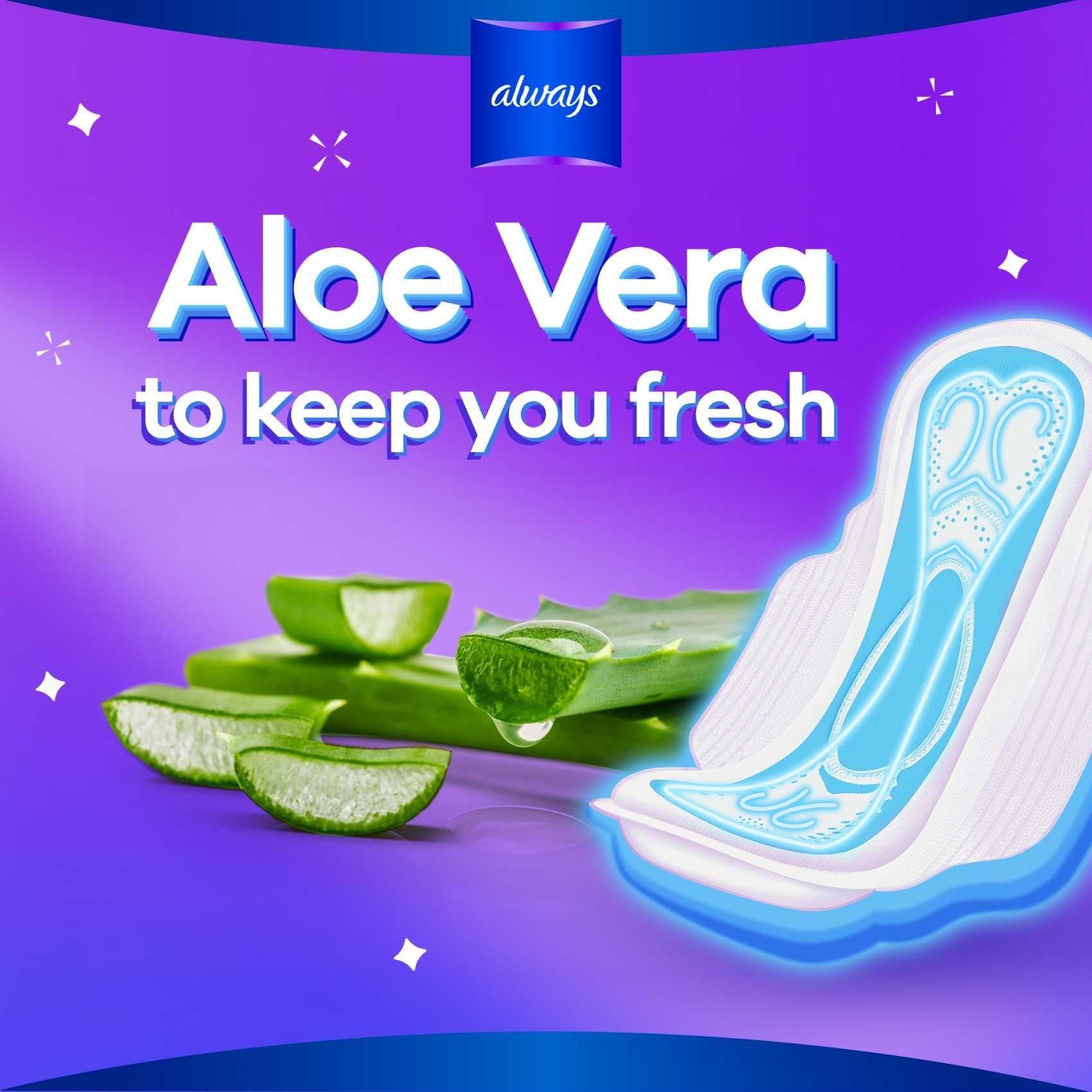 Always Aloe Cool Disposable Pads With Aloe Vera Essence For Light Days, For Zero Irritation Feel, Long Maxi Thick Pads With Wings, 30 Count