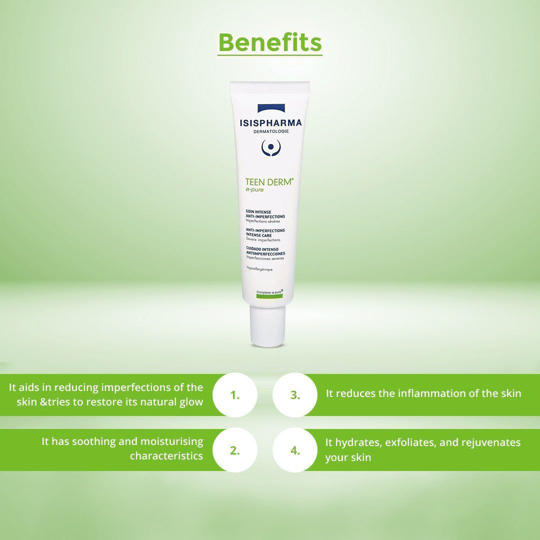 Isispharma Teen Derm 15% Azelaic Acid Soothing, Anti-Marks & Anti-Imperfections Face Cream for Acne-Prone Skin, 30ml - Makkah Pharmacy