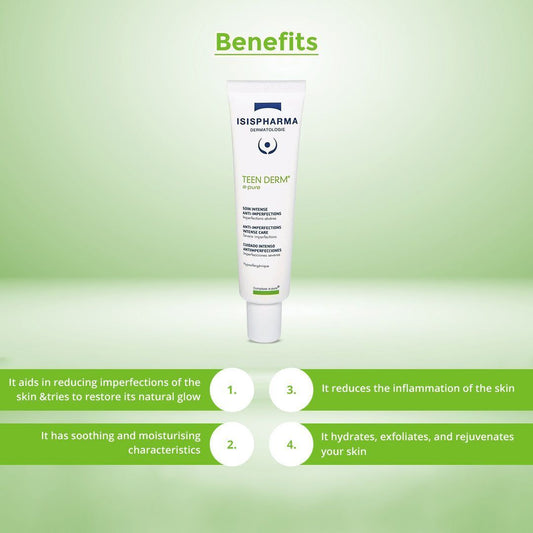 Isispharma Teen Derm 15% Azelaic Acid Soothing, Anti-Marks & Anti-Imperfections Face Cream for Acne-Prone Skin, 30ml - Makkah Pharmacy