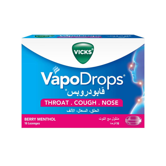 Vicks VapoDrops Berry Lozenges, 16 Pieces - Makkah Pharmacy