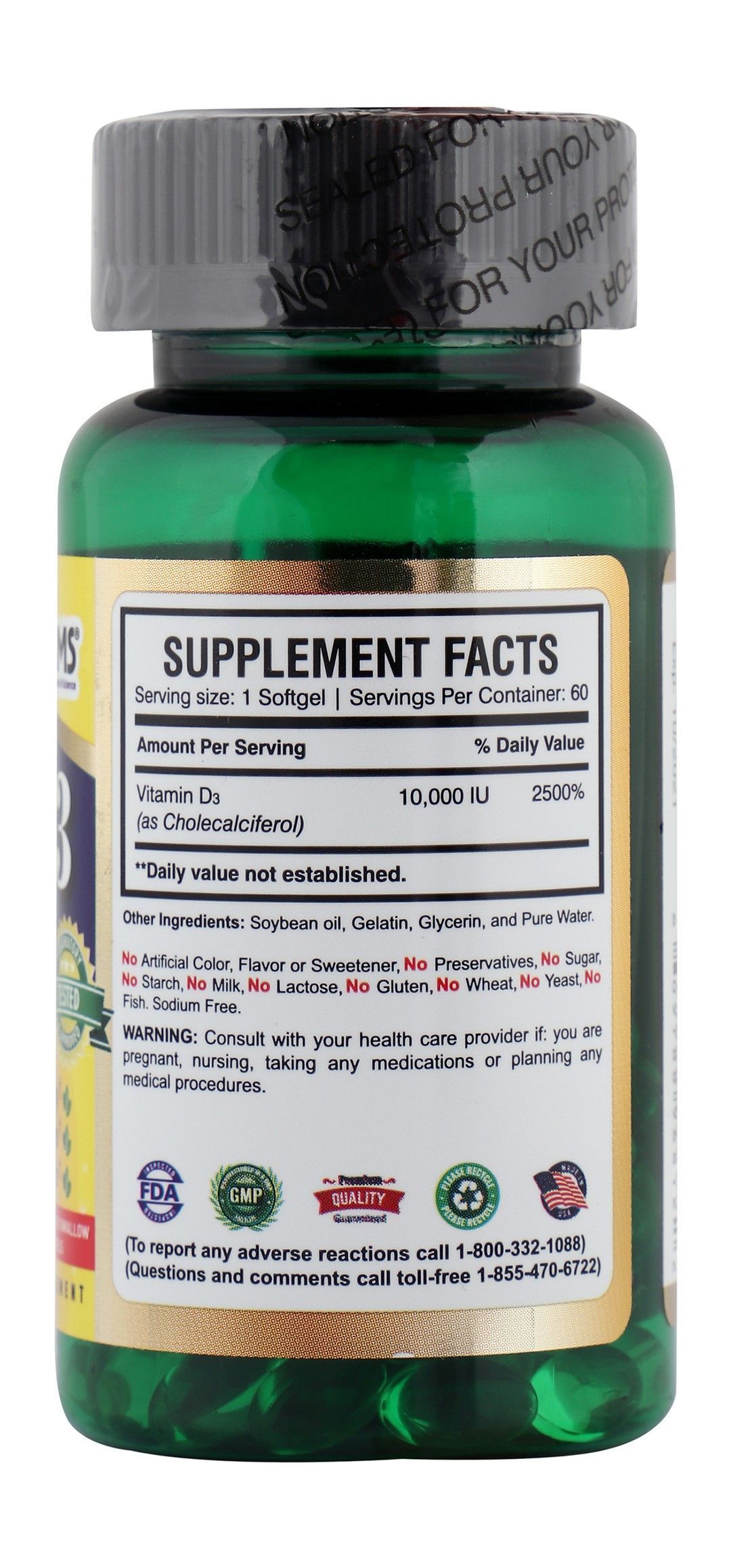 AMS 10,000 IU Bones & Immune Health Vitamin D3 Supplement, 60 softgels - Makkah Pharmacy