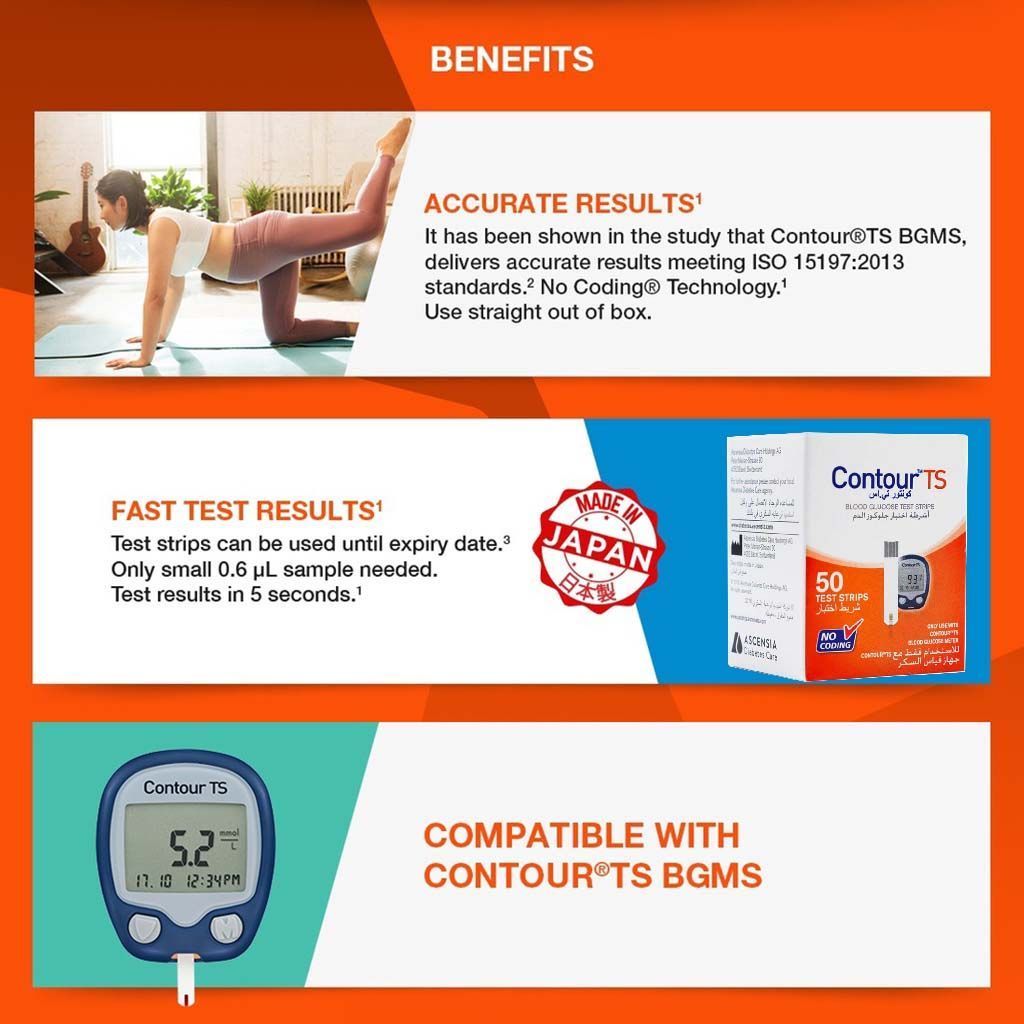 Contour TS Blood Glucose Test Strips, 50 Pieces - Makkah Pharmacy