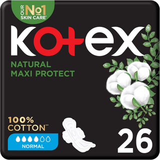 Kotex Maxi Natural Kotex Natural Maxi Protect Thick Pads with Wings, 26 Sanitary Pads