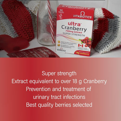 Vitabiotics Ultra Cranberry 750 Mg Extract Super Strength Tablets 30 Pieces - Makkah Pharmacy