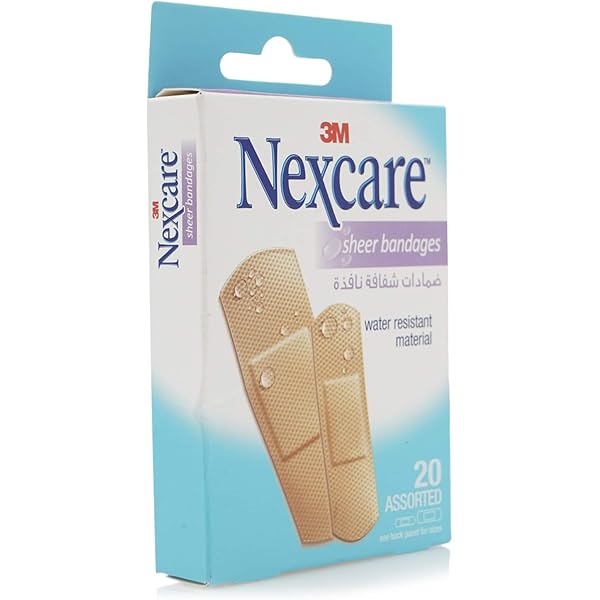 3M Nexcare 658-20 Sheer Water Resistant Bandages, Assorted, 20/Box