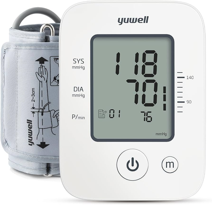 yuwell Blood Pressure Monitor, Extra Large Upper Arm Cuff, Digital Blood Pressure Machines for Home Use, 3.8" Large Display, Dual Power Options with USB Cable (YE660D)